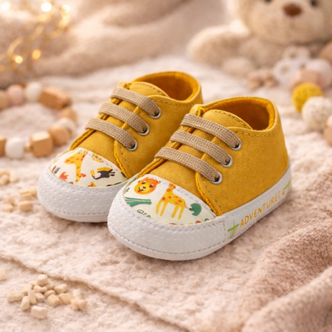 Tenisi - Tenisi galbeni bebe imprimeu safari - Pattini