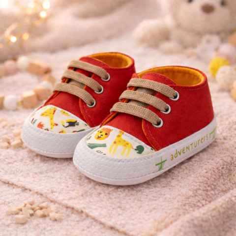 Tenisi - Tenisi rosii bebe imprimeu safari - Patinni