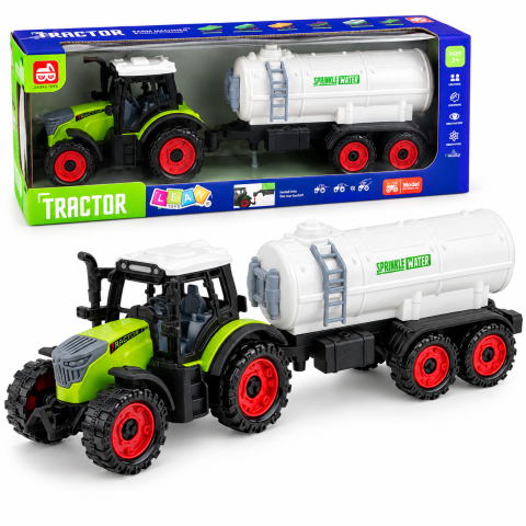 Jucarii - Tractor agricol cu cisterna, tractiune prin frictiune, 34 cm, verde-alb, 3 ani+
