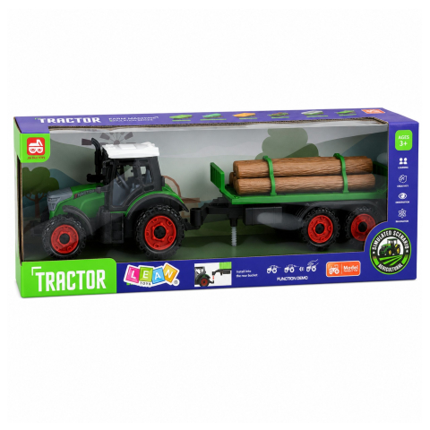 Tractor agricol cu remorca pentru busteni, tractiune prin frictiune, 35 cm, verde, 3 ani+ [6]