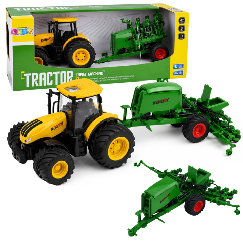 Jucarii cu telecomanda (RC) - Tractor agricol cu semanatoare si cultivator, lumini si sunete, 1:24, 3 ani+