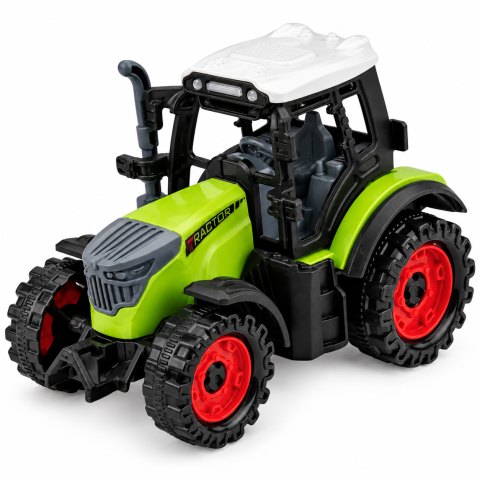 Masinute - Tractor agricol verde cu roti mari si actionare prin frictiune, 15 cm, 3 ani+