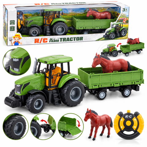 Tractor cu telecomanda cu remorca si cal inclus 48 cm, 8 ani+ [2]