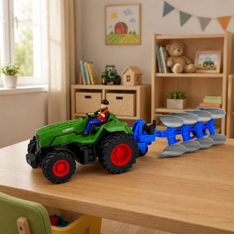 Tractor cu telecomanda cu plug si fermier 1:24, 3 ani+ [3]