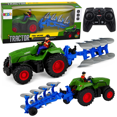Jucarii cu telecomanda (RC) - Tractor cu telecomanda cu plug si fermier 1:24, 3 ani+