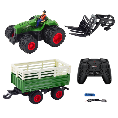 Tractor cu telecomanda cu Remorca si Furca roti duble 1:24, 3 ani+ [2]