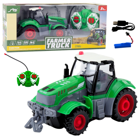 Jucarii cu telecomanda (RC) - Tractor cu telecomanda Farmer Truck verde 1:24 cu lumini