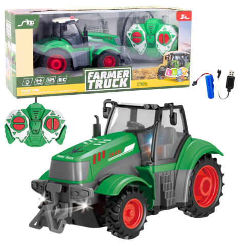 Jucarii cu telecomanda (RC) - Tractor cu telecomanda Farmer Truck verde 1:24 cu lumini