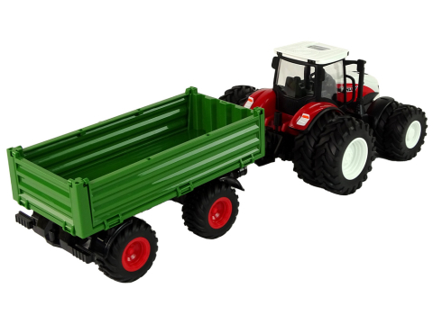 Tractor cu telecomanda RC 1:24 cu remorca, rosu-verde, lumini, mers automat (3+ ani) [4]