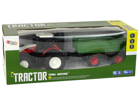 Tractor cu telecomanda RC 1:24 cu remorca, rosu-verde, lumini, mers automat (3+ ani) [5]