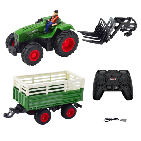 Tractor cu telecomanda, remorca si furci 1:24, 3 ani+ [1]