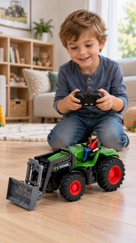 Tractor cu telecomanda si cupa cu figurina fermier 1:24, 3 ani+ [2]