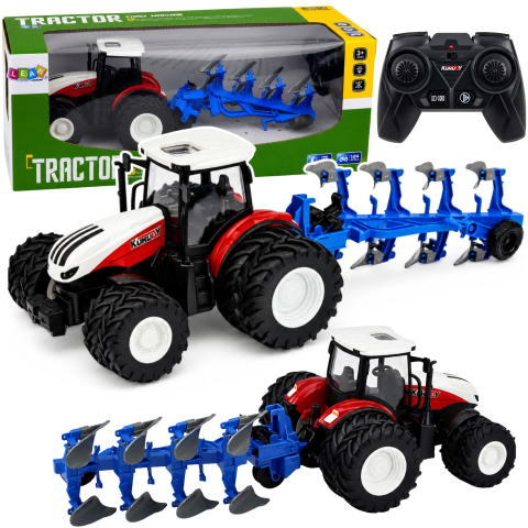Jucarii cu telecomanda (RC) - Tractor cu telecomanda si plug cu doua brazde, 1:24, 3 ani+