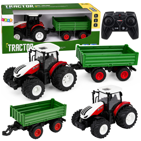 Jucarii cu telecomanda (RC) - Tractor cu telecomanda si remorca basculanta, lumini si sunete 1:24, 3 ani+