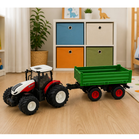 Tractor cu telecomanda si remorca basculanta, lumini si sunete 1:24, 3 ani+ [4]