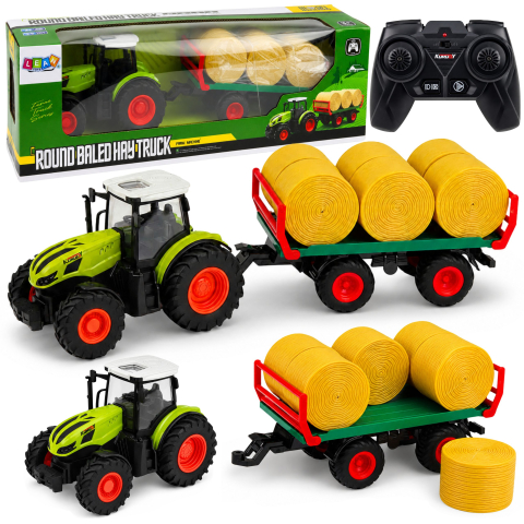 Jucarii cu telecomanda (RC) - Tractor cu telecomanda si remorca cu baloti de fan 1:24, 3 ani+