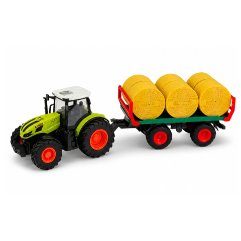 Tractor cu telecomanda si remorca cu baloti de fan 1:24, 3 ani+ [1]