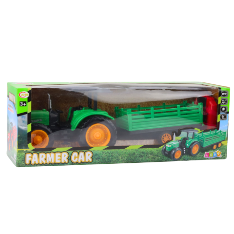 Tractor cu telecomanda si remorca Lean Toys Verde, 3 ani+ [5]