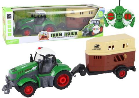Jucarii cu telecomanda (RC) - Tractor cu telecomanda si remorca pentru animale 1:24, 3 ani+