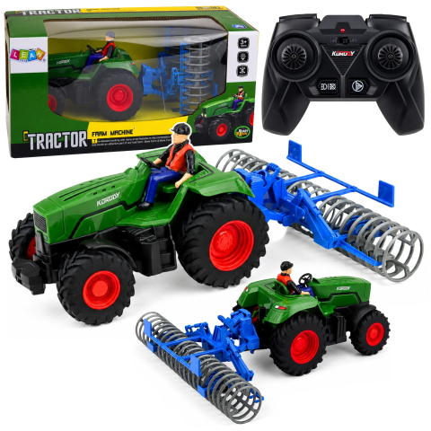 Jucarii cu telecomanda (RC) - Tractor cu telecomanda si tavalug agricol cu fermier 1:24, 3 ani+