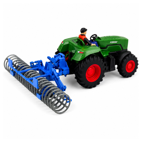 Tractor cu telecomanda si tavalug agricol cu fermier 1:24, 3 ani+ [2]