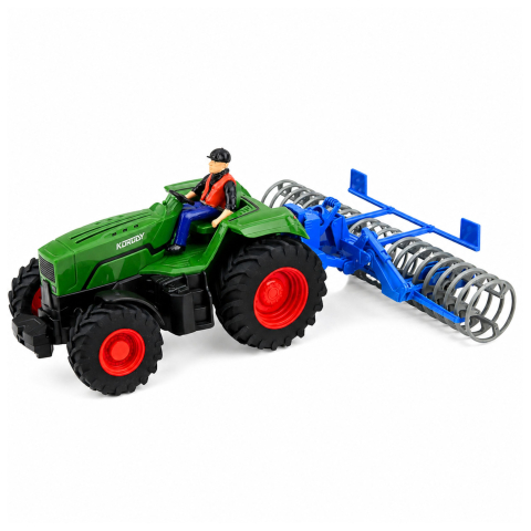 Tractor cu telecomanda si tavalug agricol cu fermier 1:24, 3 ani+ [1]