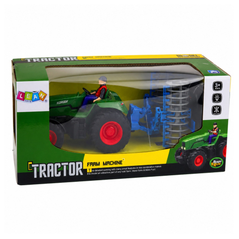 Tractor cu telecomanda si tavalug agricol cu fermier 1:24, 3 ani+ [6]