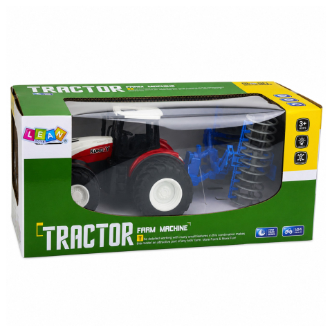 Tractor cu telecomanda si tavelug RC Lumini Rosu 1:24, 3 ani+ [6]
