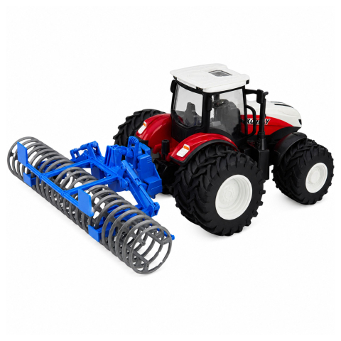 Tractor cu telecomanda si tavelug RC Lumini Rosu 1:24, 3 ani+ [2]