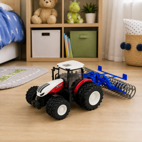 Tractor cu telecomanda si tavelug RC Lumini Rosu 1:24, 3 ani+ [3]