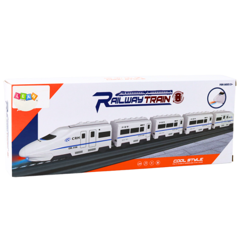 Tren Interactiv 62 cm cu Locomotiva si 4 Vagoane, Lumini, Sunete, Functie Bump & Go, Alb, 3 Ani+ [3]