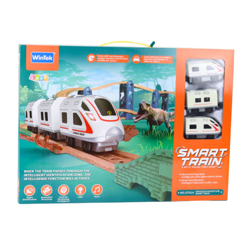 Trenulet Electric Interactiv cu Vagoane Tunel Vulcan si Dinozauri 95 cm [5]