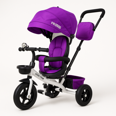 Jucarii exterior - tricicleta-copii-pro300-mov-roti-eva-copertina-maner-parental-Bebelul