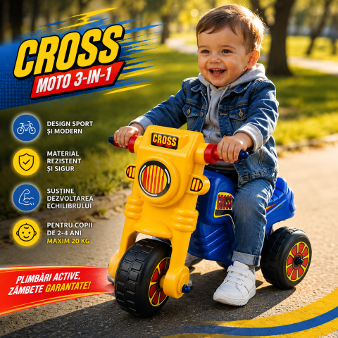 Tricicleta fara pedale CROSS albastra pentru copii tip ride-on [1]