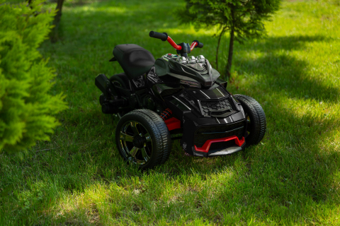 Trike electric cu 2 motoare, panou multimedia cu USB si Bluetooth, NEGRU [0]