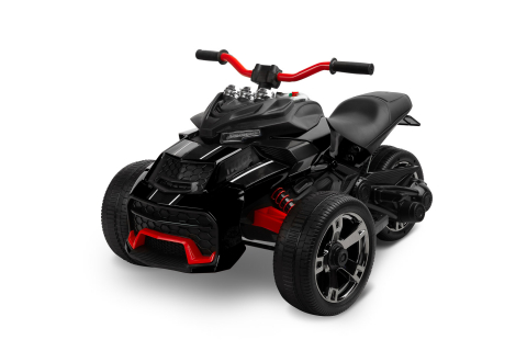 Trike electric cu 2 motoare, panou multimedia cu USB si Bluetooth, NEGRU [3]