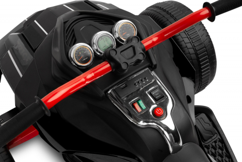 Trike electric cu 2 motoare, panou multimedia cu USB si Bluetooth, NEGRU [4]