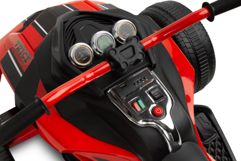 Trike electric cu 2 motoare, panou multimedia cu USB si Bluetooth, ROSU [8]