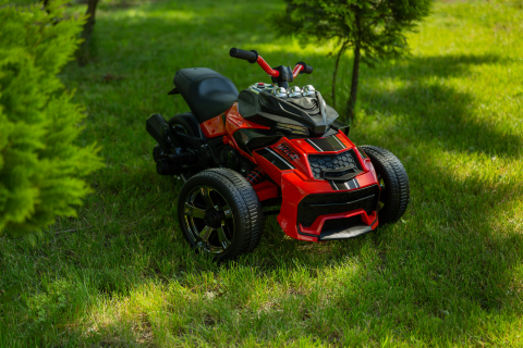 Trike electric cu 2 motoare, panou multimedia cu USB si Bluetooth, ROSU [0]