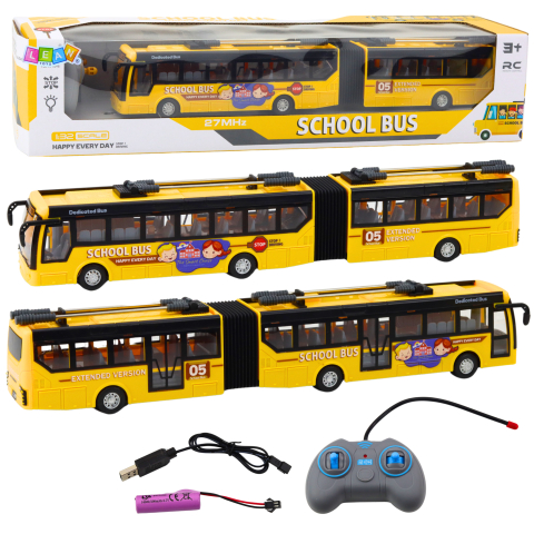 Jucarii cu telecomanda (RC) - Troleibuz cu telecomanda articulat School Bus 1:32, 3 ani+