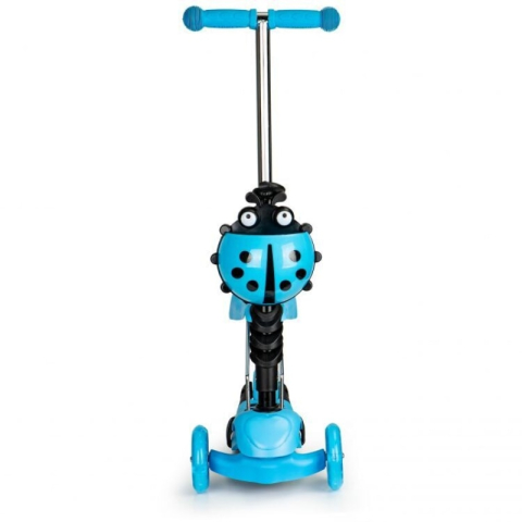 Trotineta 3 in 1 copii cu sezut, roti LED si cos Buburuza, ghidon reglabil 3 trepte, pliabila, max. 25 kg, 3 ani+, albastra [6]