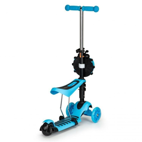 Trotineta 3 in 1 copii cu sezut, roti LED si cos Buburuza, ghidon reglabil 3 trepte, pliabila, max. 25 kg, 3 ani+, albastra [3]