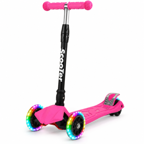 Trotinete - Trotineta pentru fetite Scooter 500A, roz, roti PU, frana spate, max. 40 kg, 3 ani+
