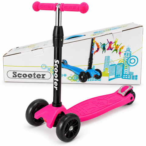 Trotinete - Trotineta pentru fetite Scooter 500A, roz, roti PU, frana spate, max. 40 kg, 3 ani+