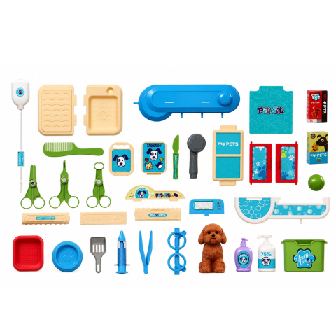 Geanta Veterinar Troller LEAN Toys cu Accesorii Ingrijire Catel Albastru 3 ani+ [2]