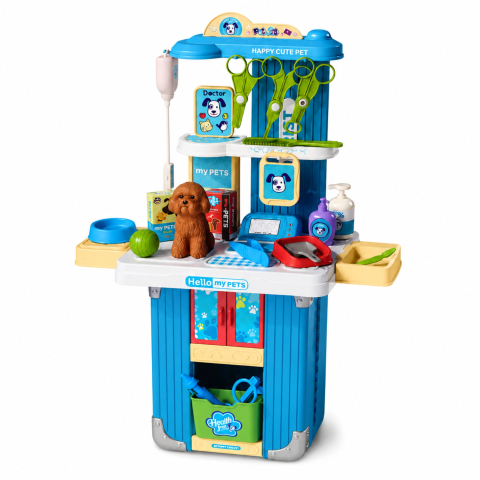 Geanta Veterinar Troller LEAN Toys cu Accesorii Ingrijire Catel Albastru 3 ani+ [1]