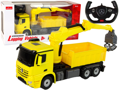Jucarii cu telecomanda (RC) - Utilaj constructii cu telecomanda Mercedes Rastar Yellow Grapple Truck, 6 ani+
