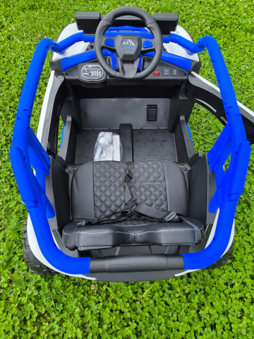 UTV electric Buggy Off-Road pentru copii, 12V 7Ah, 4 motoare 25W, telecomanda parentala, USB, suspensii, alb cu albastru, baieti, 3-8 ani [4]