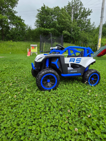 UTV electric Buggy Off-Road pentru copii, 12V 7Ah, 4 motoare 25W, telecomanda parentala, USB, suspensii, alb cu albastru, baieti, 3-8 ani [10]