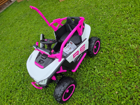 UTV electric Buggy Off-Road pentru copii, 12V 7Ah, 4 motoare 25W, telecomanda parentala, USB, suspensii, roz, 1 loc, 3-8 ani [8]